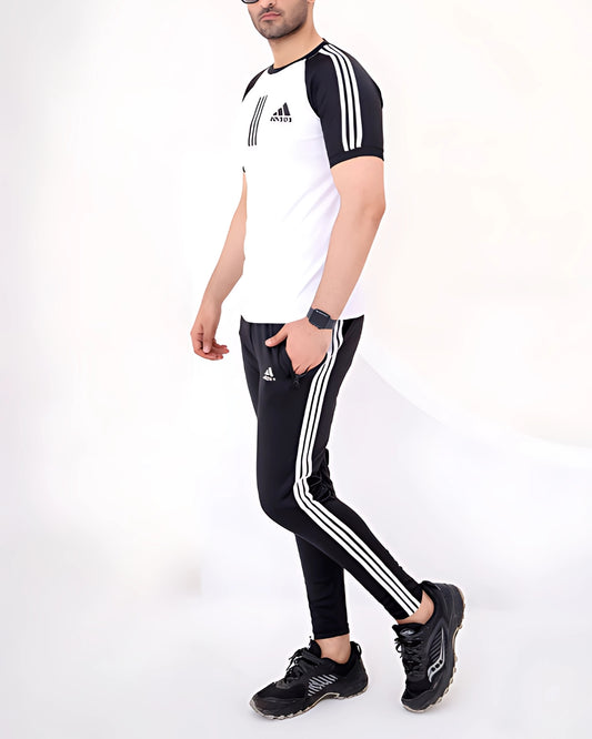 SIGNATURE BLACK AND WHITE TRACK SUIT